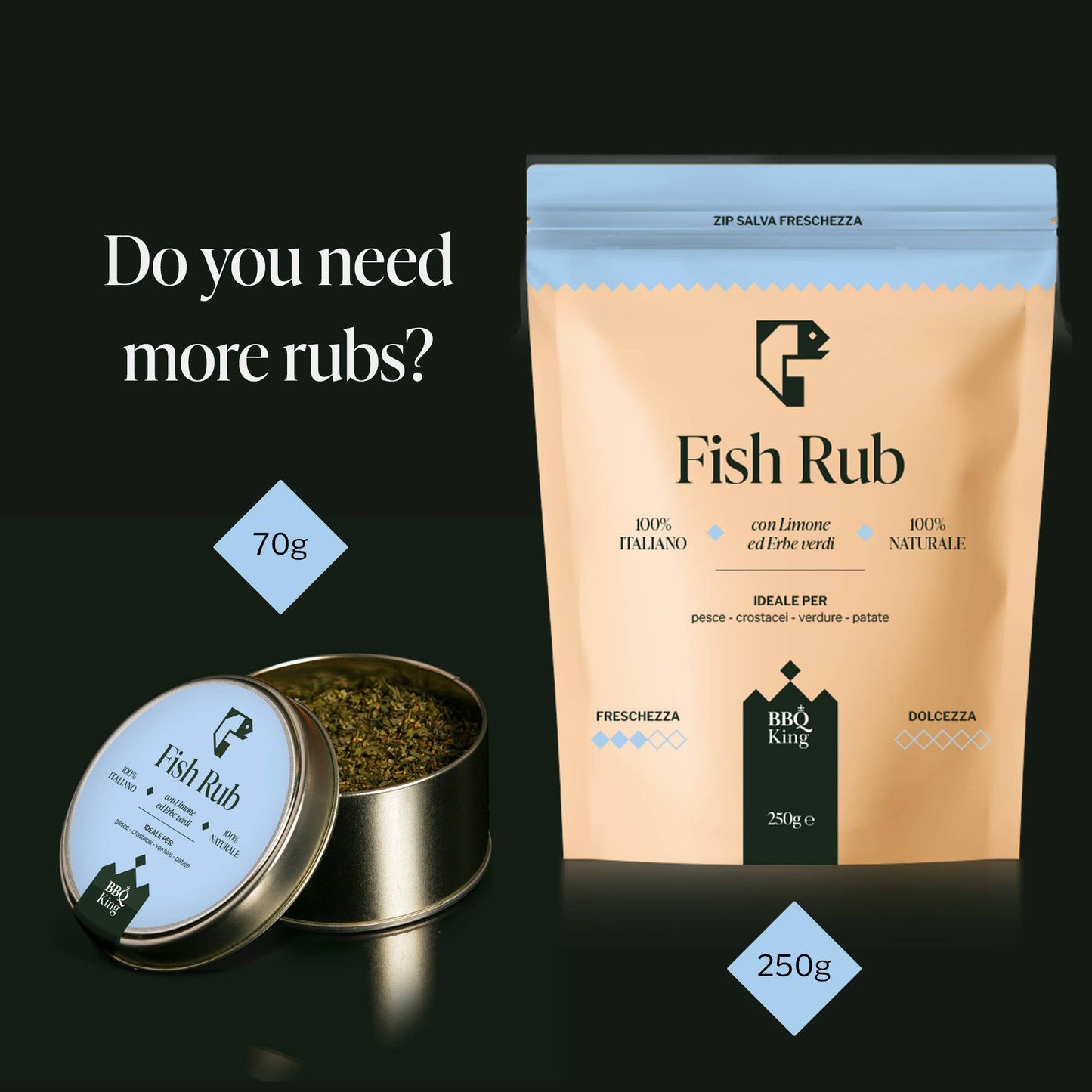 Fish Rub - Condiment Premium pentru Pește și Fructe de Mare cu Lămâie și Ierburi Aromatice 70g