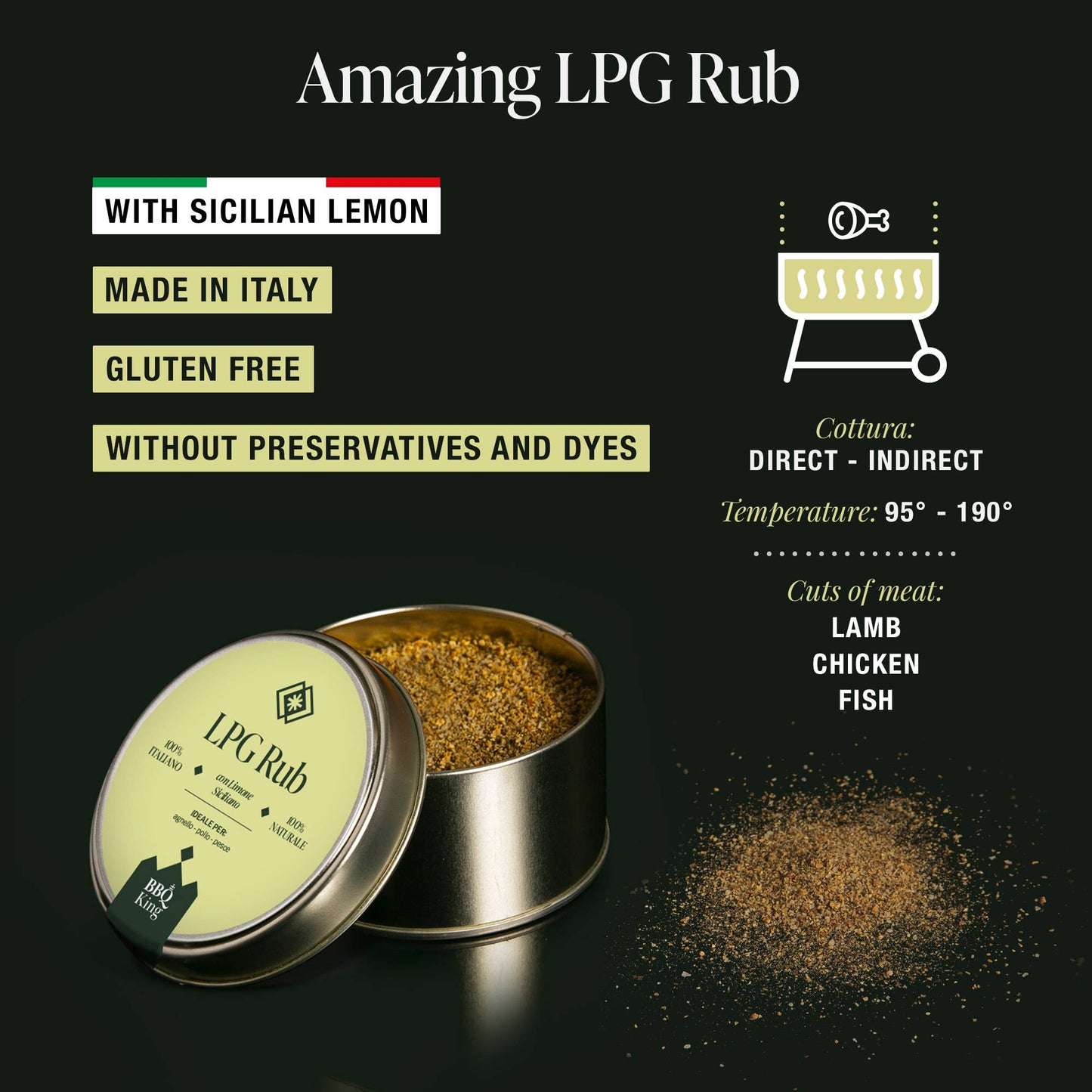 LPG Rub - Condiment Premium cu Lămâie Siciliană pentru Grill și Preparate Gourmet 70g