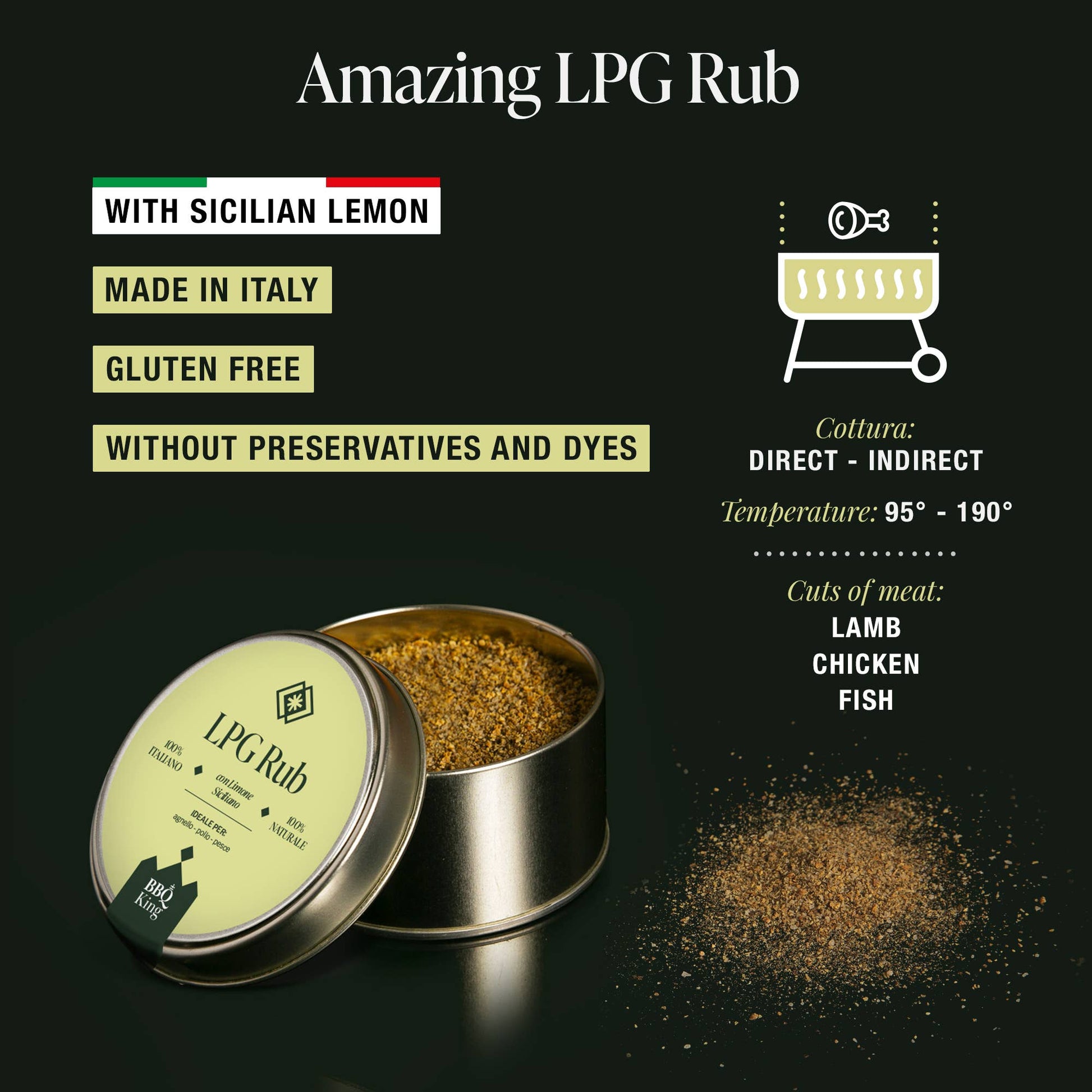 LPG Rub - Condiment Premium cu Lămâie Siciliană pentru Grill și Preparate Gourmet 70g