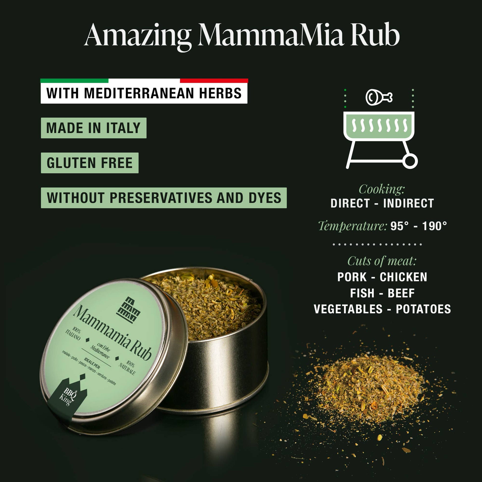 Mammamia Rub – Condiment Premium cu Ierburi Mediteraneene pentru Carne și Legume 70g
