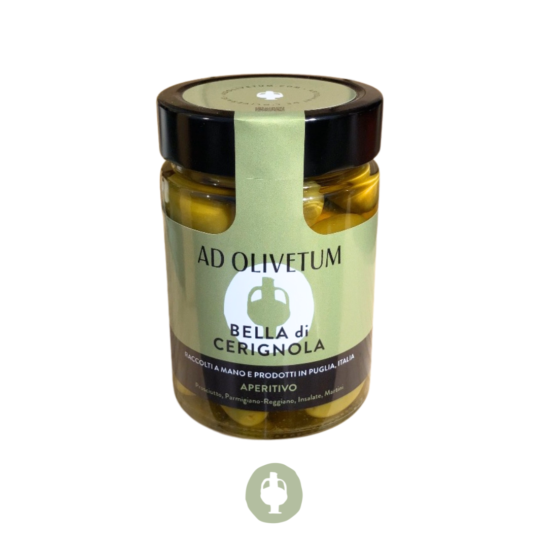 Măsline verzi Bella di Cerignola în saramură – gourmet Ad Olivetum (200 g)