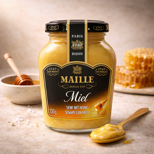 Muștar Dijon Maille cu Miere 210g – Gust Echilibrat Dulce-Picant