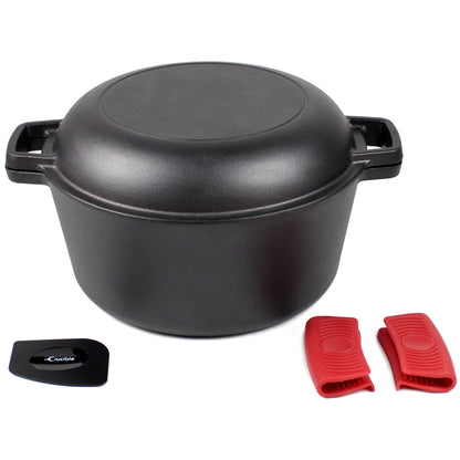 Oală din Fontă Dutch Oven 26 cm pentru Pâine, Fripturi și Slow Cooking