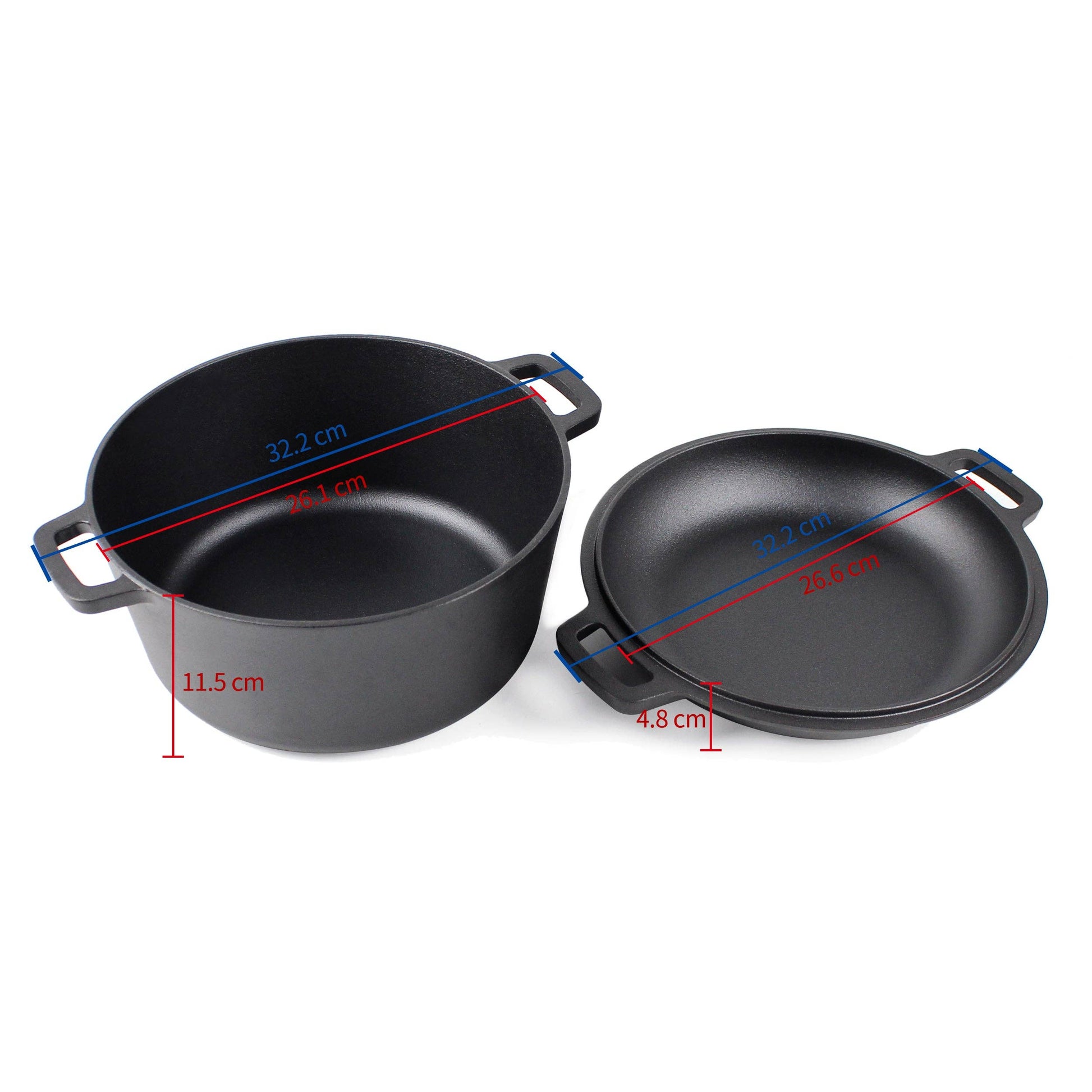 Oală din Fontă Dutch Oven 26 cm pentru Pâine, Fripturi și Slow Cooking