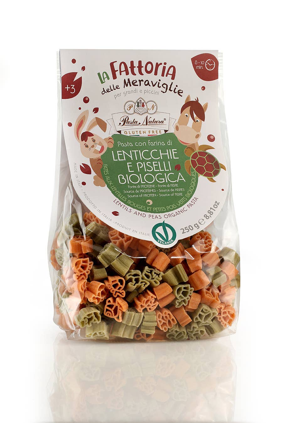 Paste Bio Fără Gluten din Linte Roșie și Mazăre – Animale 250g