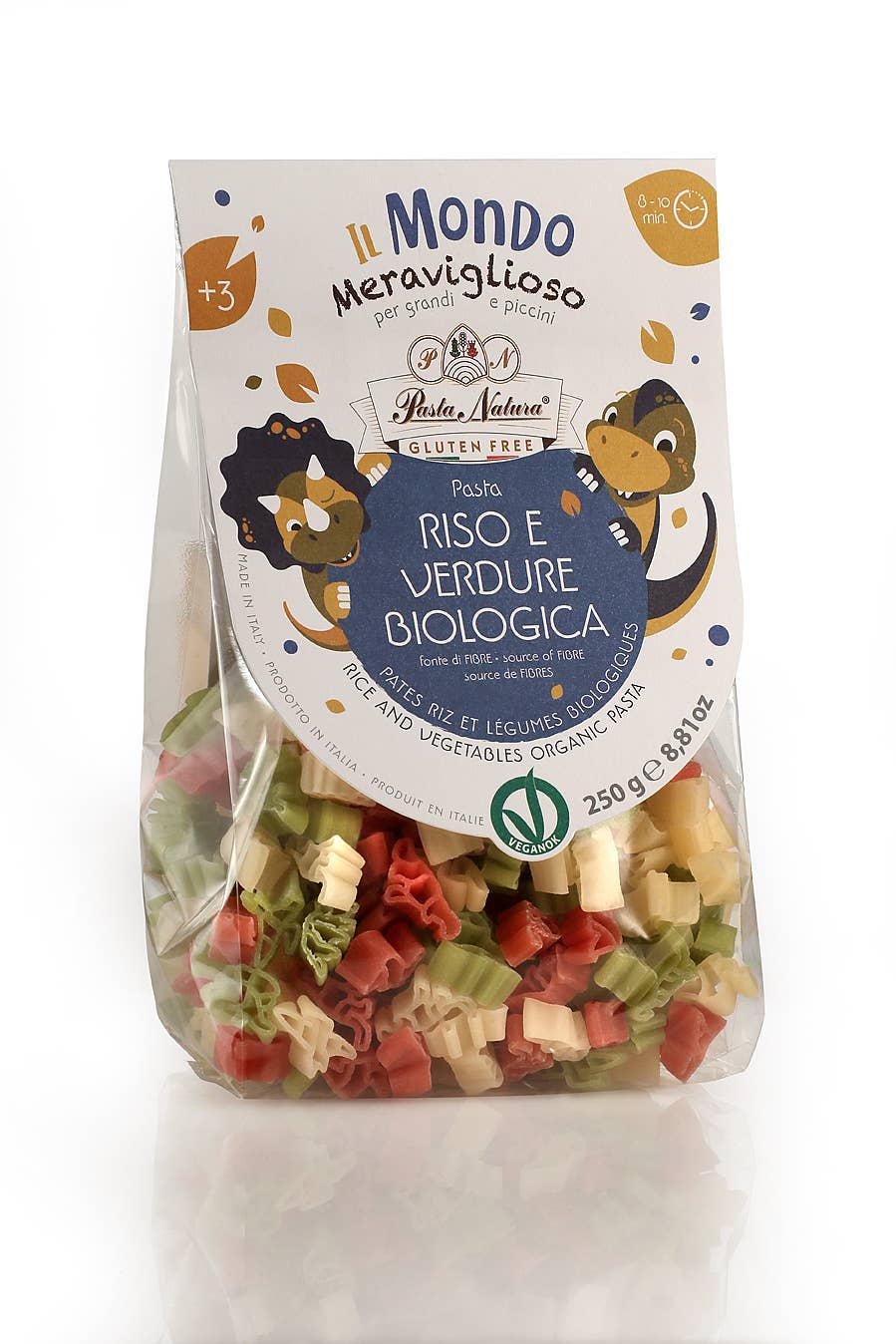 Paste Bio Fără Gluten din Orez, Sfeclă și Spanac – Dinozauri 250g