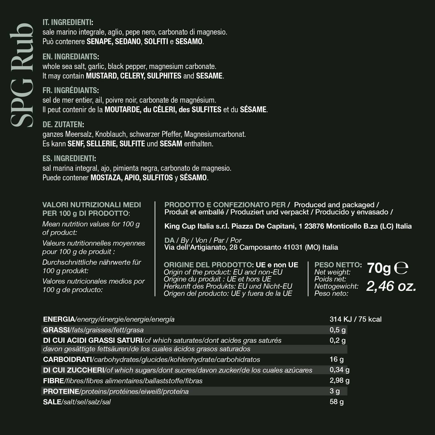 SPG Rub – Condiment Premium cu Sare, Piper și Usturoi pentru Carne 70g