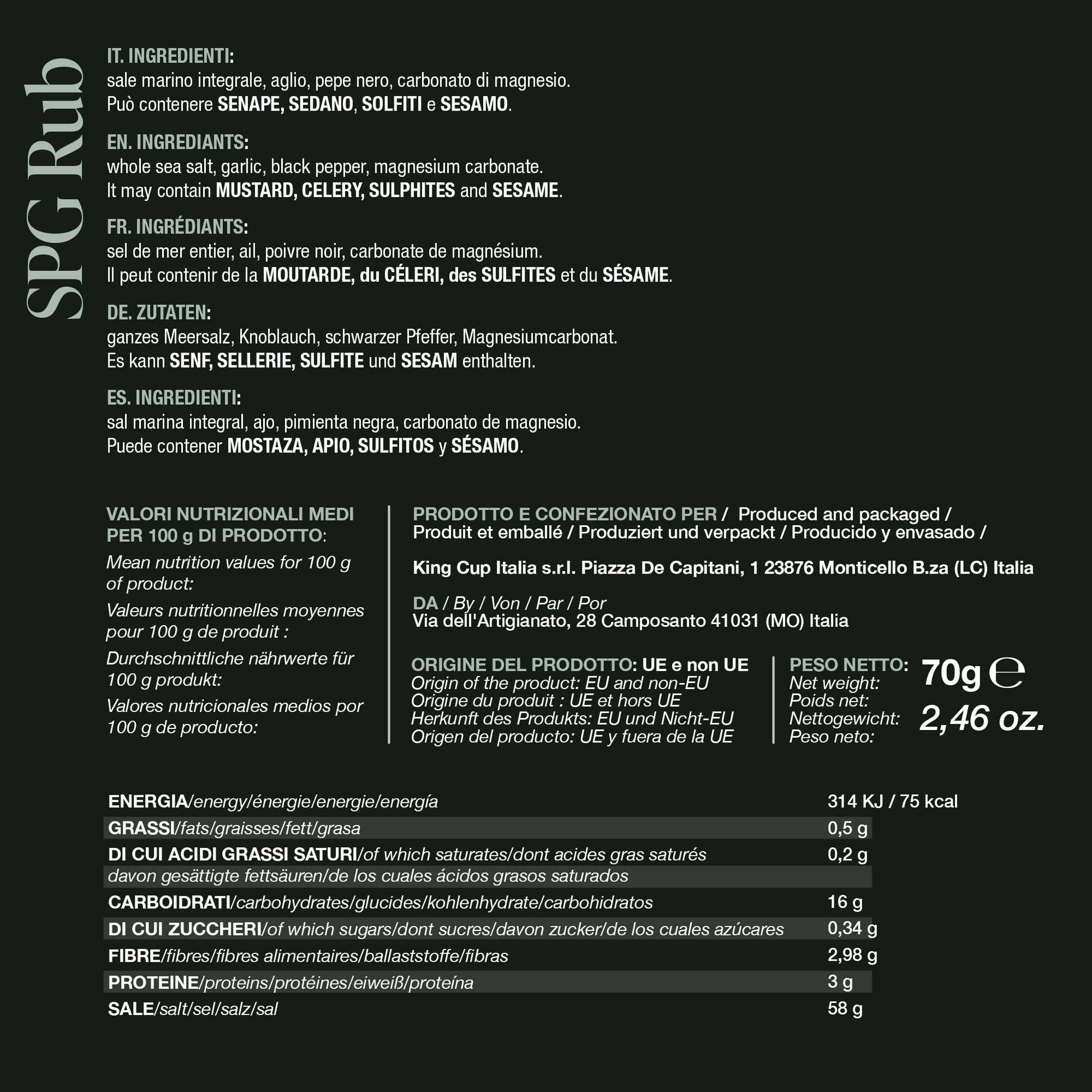 SPG Rub – Condiment Premium cu Sare, Piper și Usturoi pentru Carne 70g