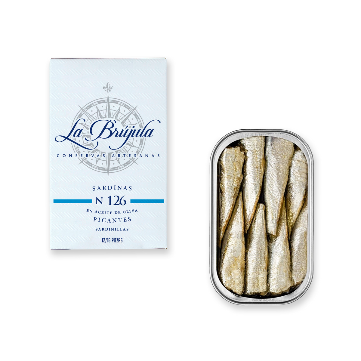 Sardine în Ulei de Măsline Picante 12/16 bucăți | La brújula