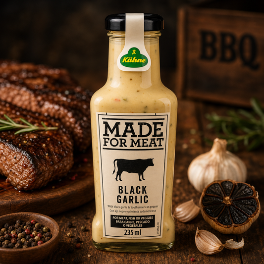 Sos cu Usturoi Negru Kühne Made for Meat 235ml – pentru carne, burgeri și grătar