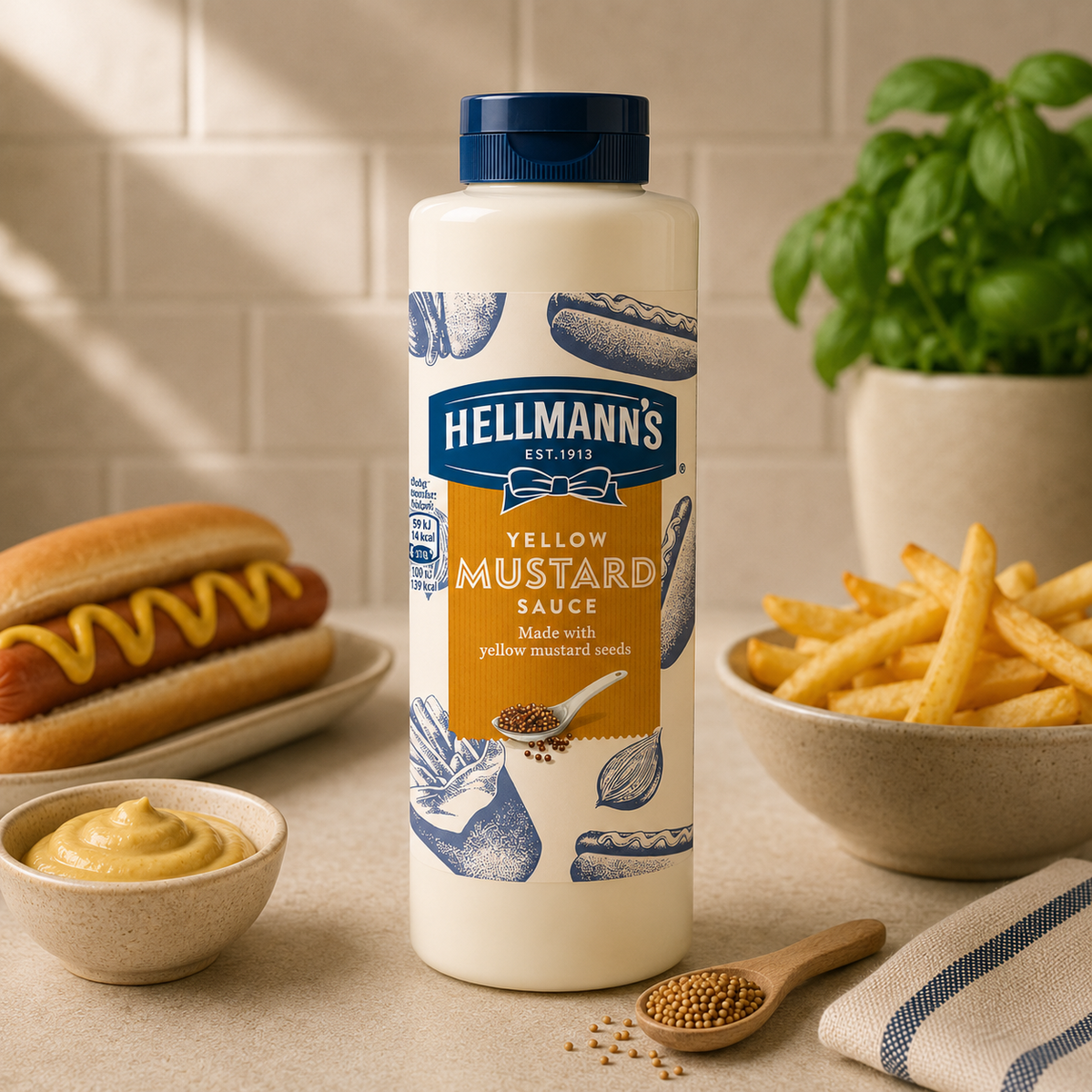 Sos de Muștar Hellmann’s Yellow Mustard, 880g