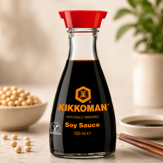Sos de soia Kikkoman 150ml cu dispenser – fermentat natural, rețetă japoneză tradițională