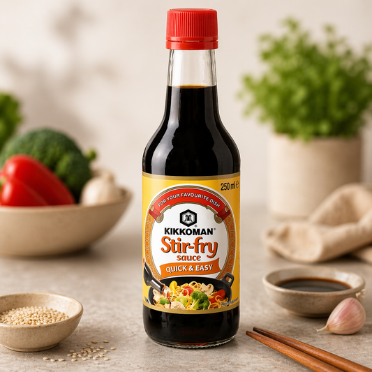 Sos stir-fry Kikkoman 250ml – sos asiatic pentru wok, preparare rapidă și aromă intensă