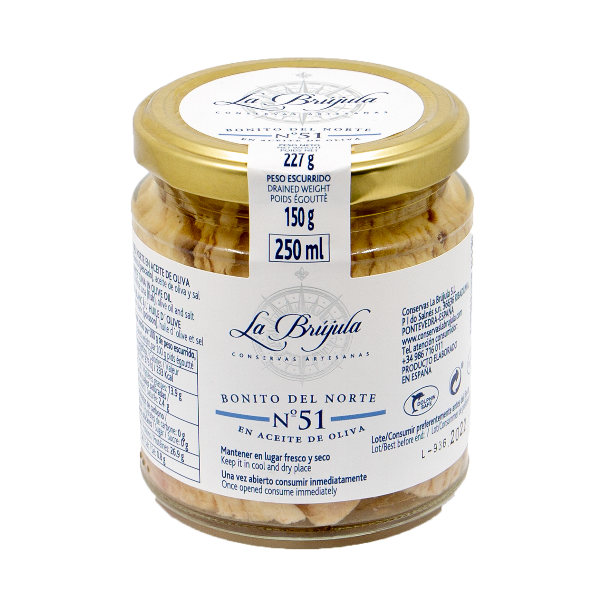 Ton Alb Bonito del Norte în Ulei de Măsline 227g | La brújula.