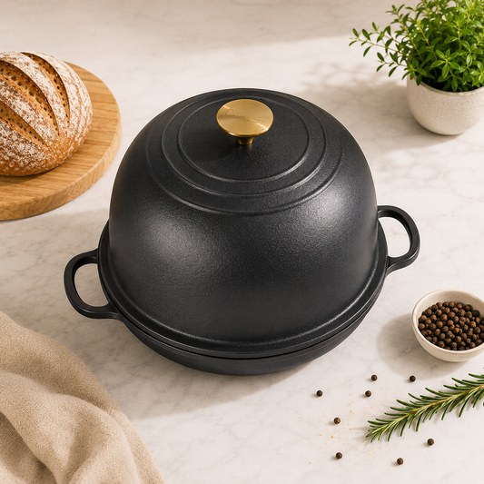 Vas din Fontă pentru Pâine Artizanală cu Capac – Ideal pentru Sourdough, Coacere Uniformă și Crustă Crocantă