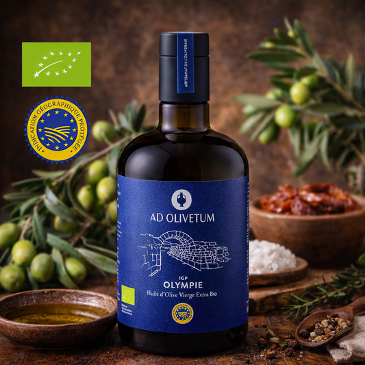 Ulei de măsline extravirgin PGI Olympia organic – Ad Olivetum (500 ml)