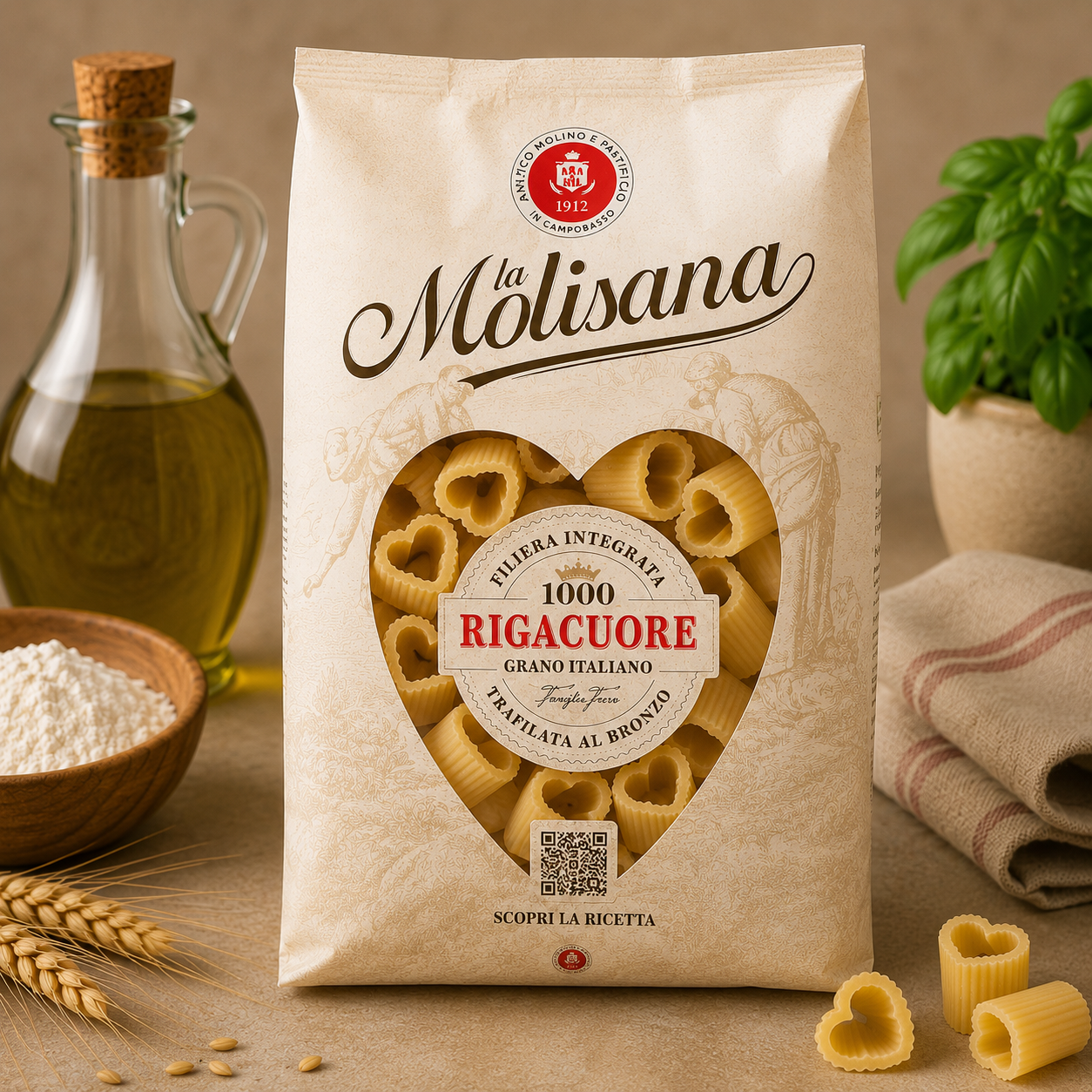 Paste Rigacuore La Molisana Nr.1000, 500 g – Paste italiene pentru Sosuri și Rețete Creative